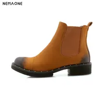 NEMAONE Women Ankle Boots Low Heel Round Toe women shoes New Western Winter Boots black green yellow large size 43