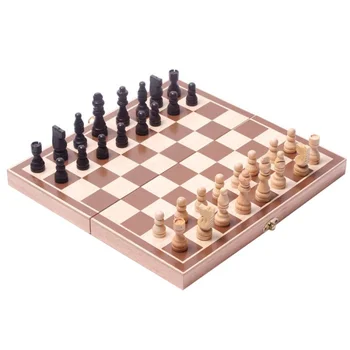

Folding Wood International Chess Set Pieces Set Board Game Chess Pieces Collection Portable Board Game Useful