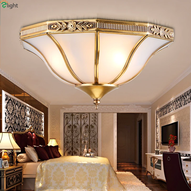Европейские Lustre медные светодиодные потолочные светильники Lamparas Ретро
