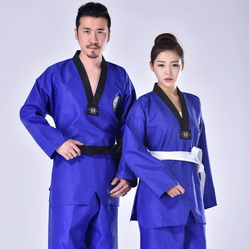 

2019 professional Taekwondo Uniform Clothes Traditional Red Suite Kids Adult Student Tae kwon do dobok approve Black clothing F