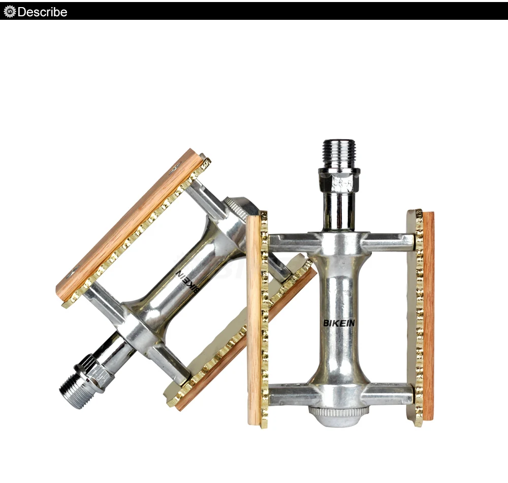 BIKEIN Винтажный стиль 9/1" Дорожный/горный велосипед Педали Алюминиевый сплав+ дерево Велоспорт MTB BMX противоскользящие педали запчасти велосипедов 394 г