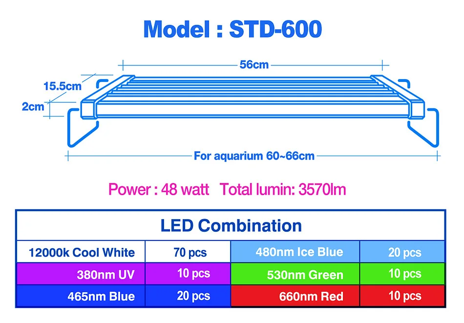 LICAH морской аквариумный светодиодный фонарь STD-600