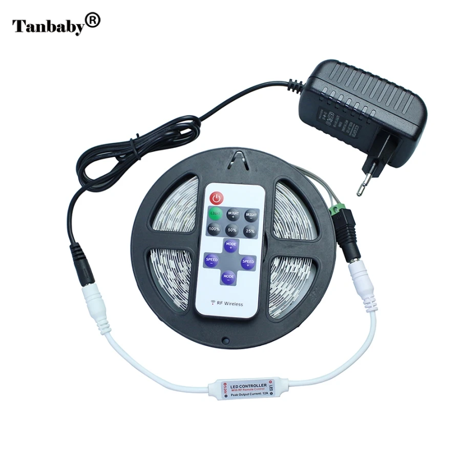 Tanbaby Светодиодная лента 5630 5 м 300 светодиодный s 60 Светодиодный s/m 5730 12 В постоянного тока не водонепроницаемый Светодиодный светильник с гибкой полосой с контроллером и источником питания