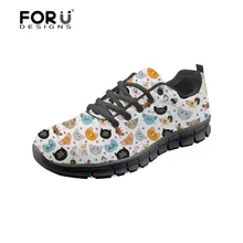 Forudesigns, милое животное кошка Повседневное бренд Туфли без каблуков Дамская обувь Для женщин спортивная обувь женская воздухопроницаемая обувь из сетчатого материала для женщин; Mujer