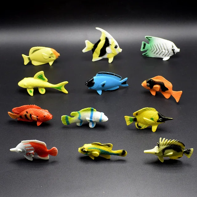 12Pcs/Set fish Model World Animal Sea Marine Life Action Figure Toy