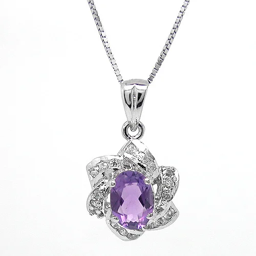 

Natural Amethyst Pendant 925 Sterling Silver Necklace Woman Fashion Fine Elegant Jewelry Girl Lux Birthstone Gift SP0308A