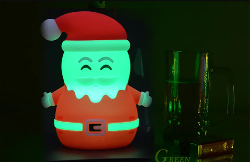 Светодиодный ночник с Санта-Клаусом, пульт дистанционного управления, сенсорный датчик, цветной USB силиконовый прикроватный светильник для детей, Детский Рождественский подарок