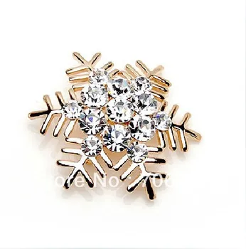 

1.9 Inch Rhinestone Crystal Snowflake Flower Corsage Pin Brooch