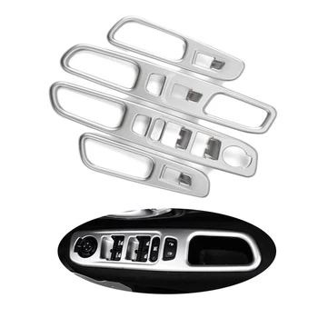 

For Jeep Renegade 2015 2016 4*Door Window Switch Cover Lifter Button Trim Armrest Decoration Trim Cover Ring ABS Chrome