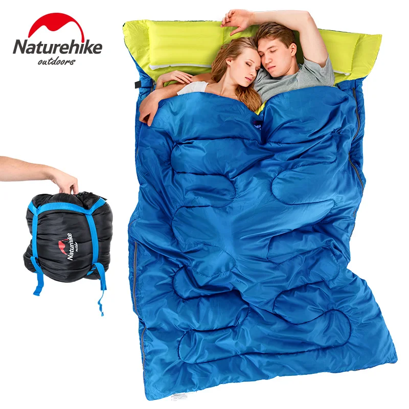 Naturehike Camping 2.15m*1.45m Double Sleeping Bag Envelope Type Spring Autumn Couple Outdoor Portable Sleeping Bag With Pillows Naturehike Camping 2.15m*1.45m Double Sleeping Bag Envelope Type Spring Autumn Couple Outdoor Portable Sleeping Bag With Pillows