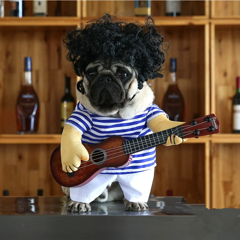 Забавный гитарист косплей костюм собаки для маленькой собаки большой собаки питомца кошки смешной золотой ретривер Хэллоуин вечерние одежда на заказ