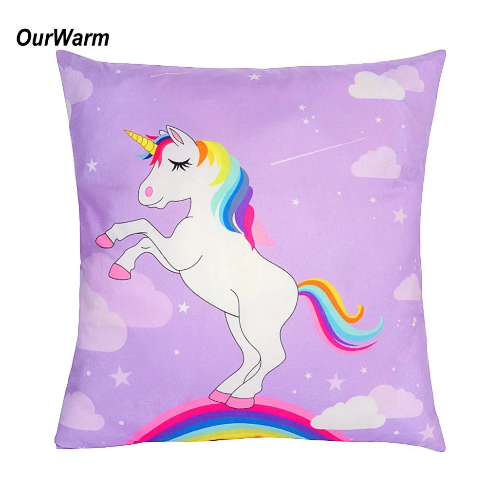 OurWarm Unicorn Pillow Case Soft Square Double Side Pattern Decorative