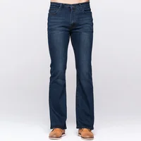 LGRG Mens Slim Boot Cut Jeans Classic Stretch Denim Slightly Flare Deep Blue Jeans Fashion Stretch Trousers 2