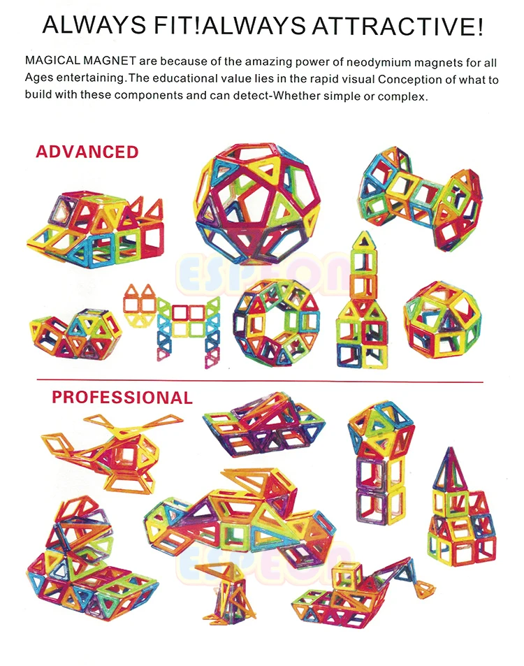 Espeon Магнитный конструктор блок 54/62/82/97 шт. построения моделей игрушки Просвещения Пластик модель Наборы образования игрушка магнит для