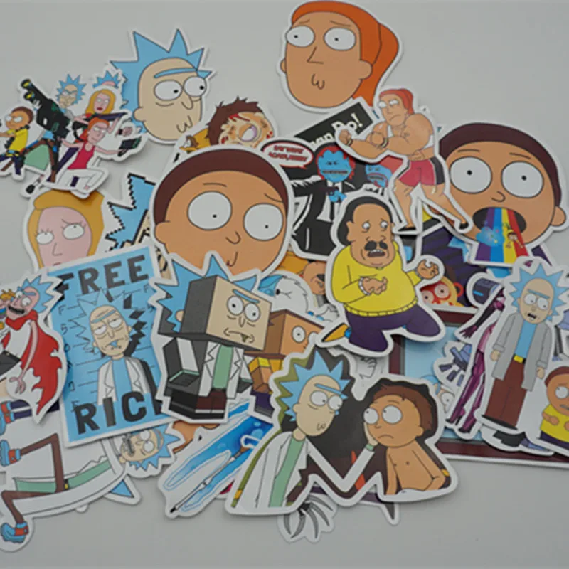 

50 Pcs Rick And Morty Cartoon Pvc Waterproof Sticker For Luggage Skateboard Phone Laptop Moto Trunk Guitar Car DIY Stickers