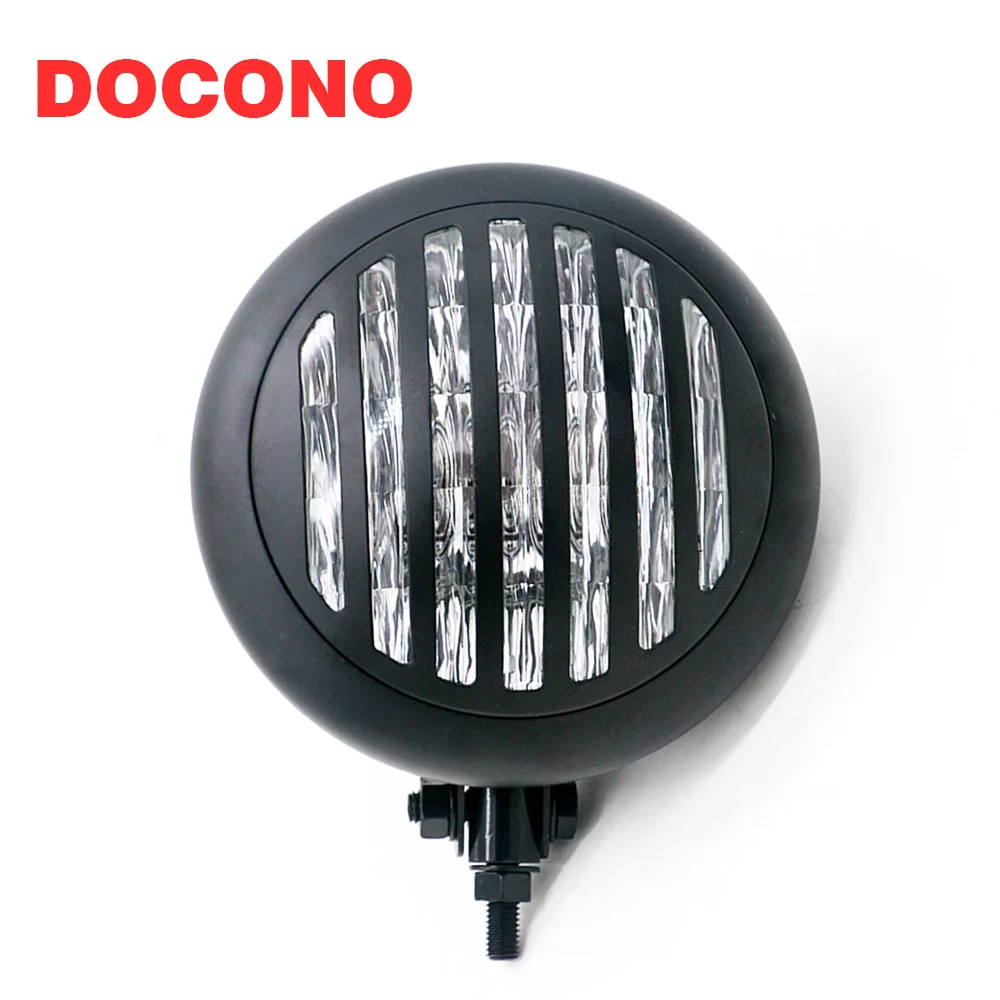 

6.5'' Retro Aluminum Motorcycle Headlight 12V Black High/Low Beam Bulb for CG125 GN125 Harley Suzuki Cafe Racer Headlamp