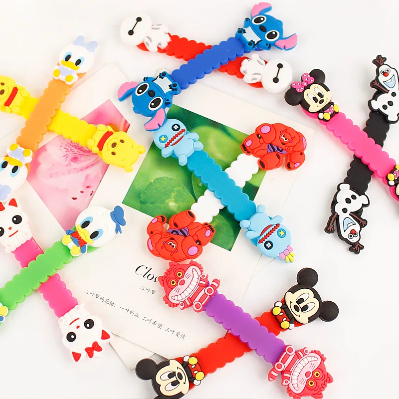 

10pcs/lot Mickey/Stitch Donald Duck Cartoon Cable Winder Headphone Earphone Cable Wire Organizer Cord Holder For iphone samsung
