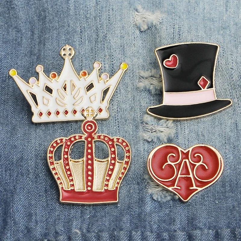 

Best selling crown brooch new cartoon cute gentleman hat love brooch jacket clothes pin backpack hat badge men and women jewelry