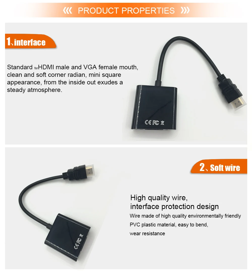 HDMI к VGA кабель адаптер Hdmi переключатель цифро-аналоговый преобразователь мужчин и женщин сплиттер адаптер для PC Поддержка 1080P HDTV C106