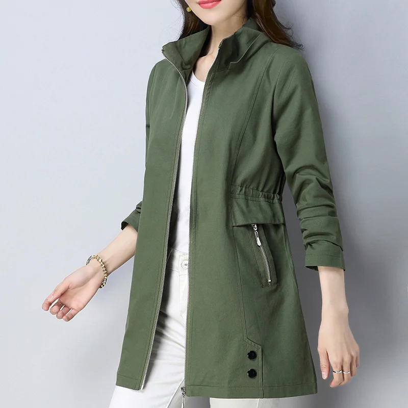 Lâche Blousons Femmes À Taille Solide La Capuchon Printemps Manteaux Slim Manteau 2018 Automne Armygreen red vent khaki Tranchée Femme Coupe Plus Longue Occasionnel c3TKJFl1