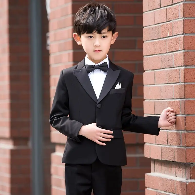 Boys Formal Suits For Wedding Style Child Black Party Tuxedos Formal Suits Blazer Jackets+Pants+Vest+Bow Ties Boys Formal Suits For Wedding Style Child Black Party Tuxedos Formal Suits Blazer Jackets+Pants+Vest+Bow Ties