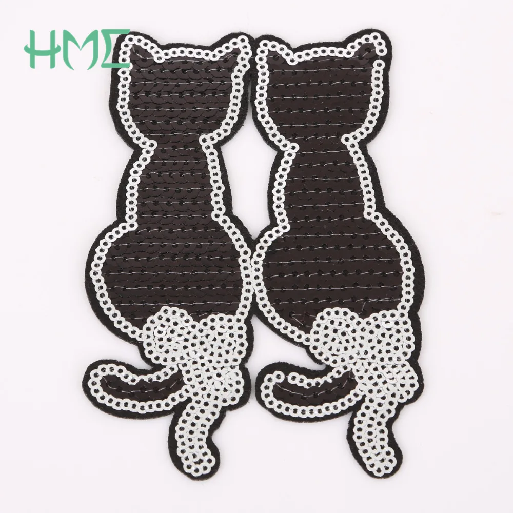 

High Quanlity Paillette Sequin Embroidery Lovely Cats Patch Applique Sew On Clothes Docarate Accessory Patchwork DIY