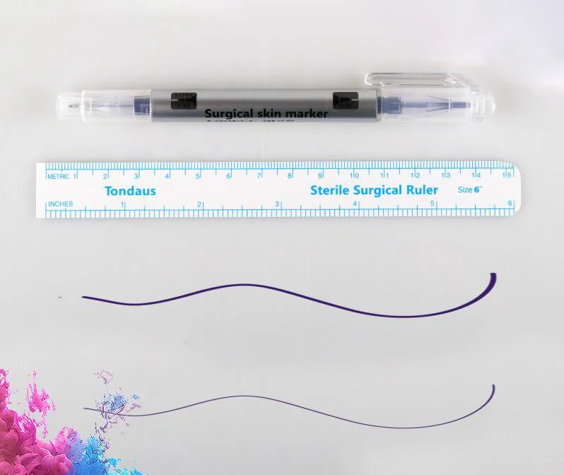 

2pcs Microblading Surgical Skin Marker Pen With Measure Ruler Good Quality Tattooing Tools Eyebrow Marker Pen Tattoo Accessories