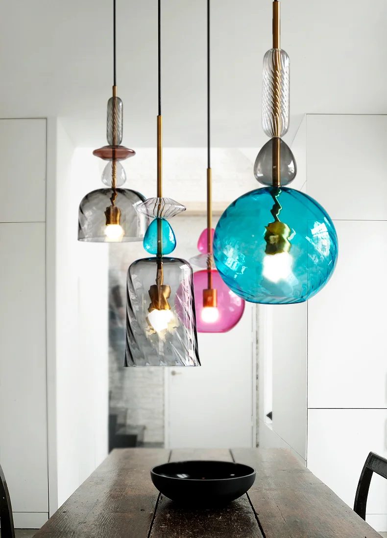 СВЕТОДИОДНЫЙ Красочный одноголовый подвесной светильник скандинавские креативные Гостиная Бар спальня подвесные лампы для ресторана