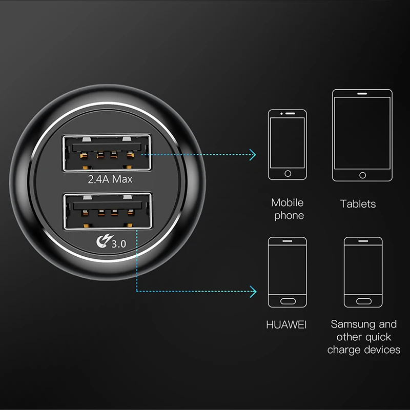 Baseus سريعة تهمة 3.0 USB شاحن سيارة QC QC3.0 توربو شحن سريع مزدوج سيارة USB شاحن آيفون Xs X شياو mi mi الهاتف المحمول