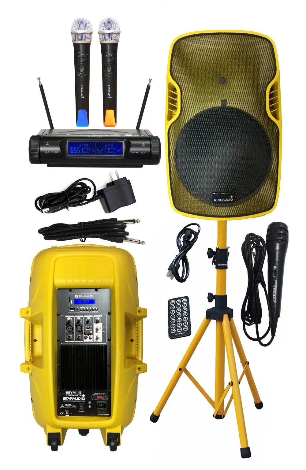 party stage speaker with speaker stand wired mic 2ch uhf microphone