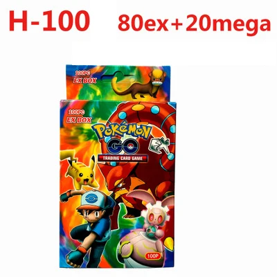 100 шт./кор. карточки с покемонами EX GX Мега флэш-карты без повторения Коллекционная торговая карта набор Детская игрушка подарок - Цвет: H
