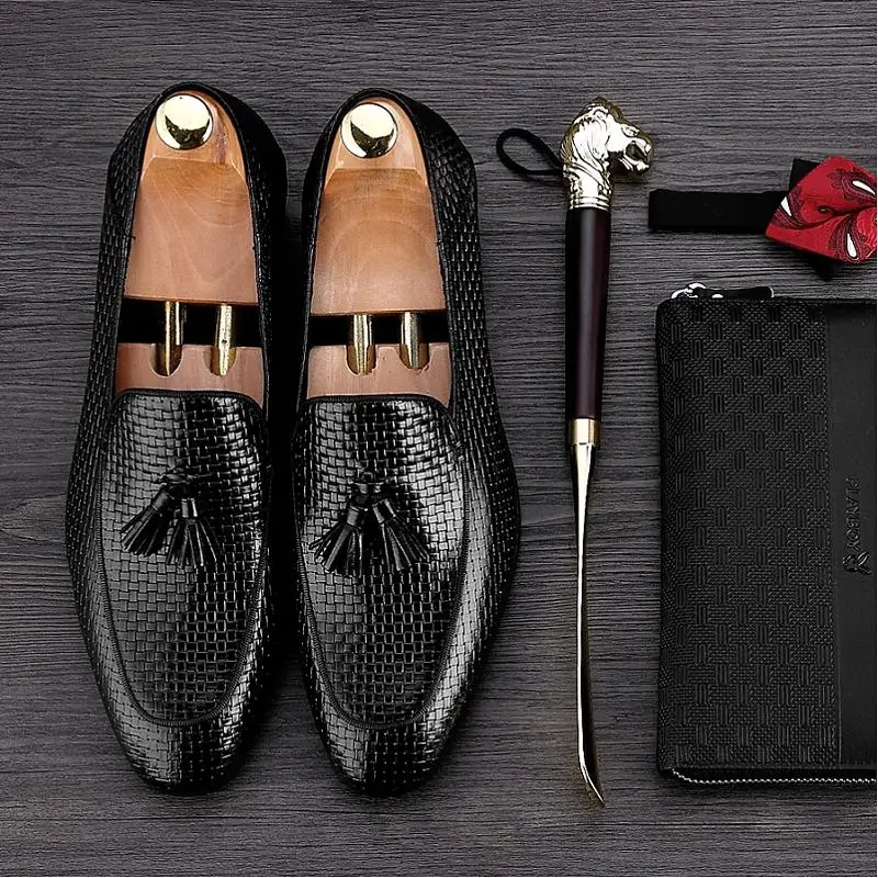MYCOLEN/тканые мужские кожаные мокасины с острым носком; деловые туфли в деловом стиле; мужские свадебные туфли; Heren Schoenen Leer