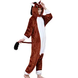 Для Взрослых Унисекс для женщин Onesie Оптовая продажа животных Kigurumi пижамы коричневый комбинезон «Лошадь» комбинезон с капюшоном зимние