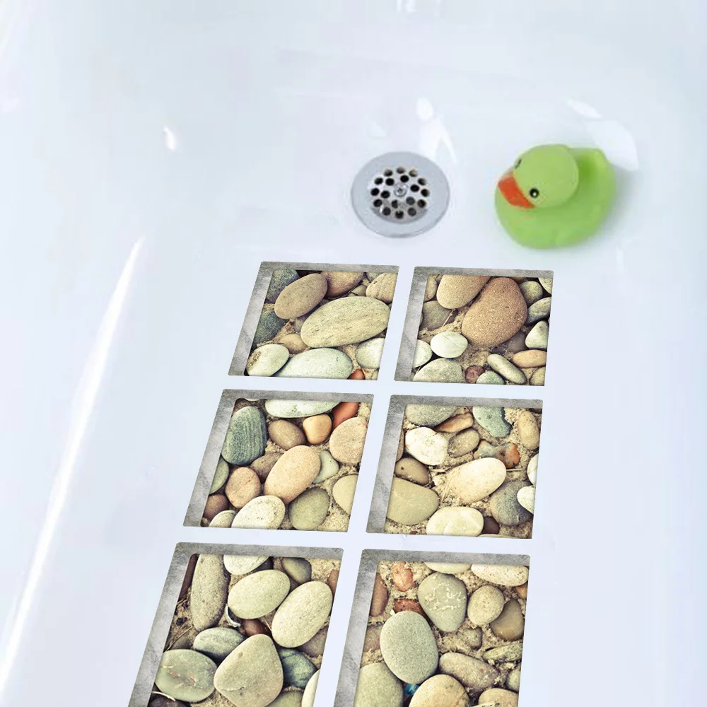 Funlife 3D Anti Slip Waterproof Bathtub Sticker,Self-adhesive Tub Decal,Cobblestone For Kids Shower Bath Mats Bathroom Decor