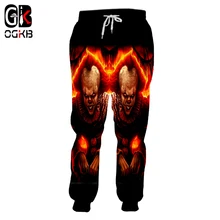 Ogkb Для Мужчин's 3d впитывает пот и Штаны со смешным рисунком пламени брюки Joker Новая модная мужская в стиле хип-хоп Уличная повседневные тренировочные штаны шаровары бегунов