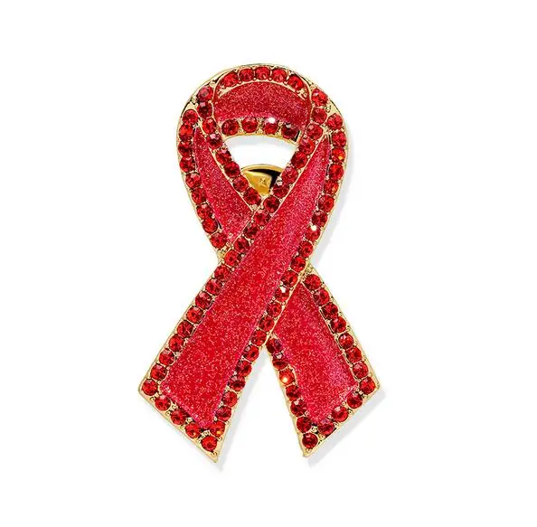 Broche Ruban Rose En Cristal – Élégant Accessoire De Sensibilisation Au Cancer Du Sein Pour Femme