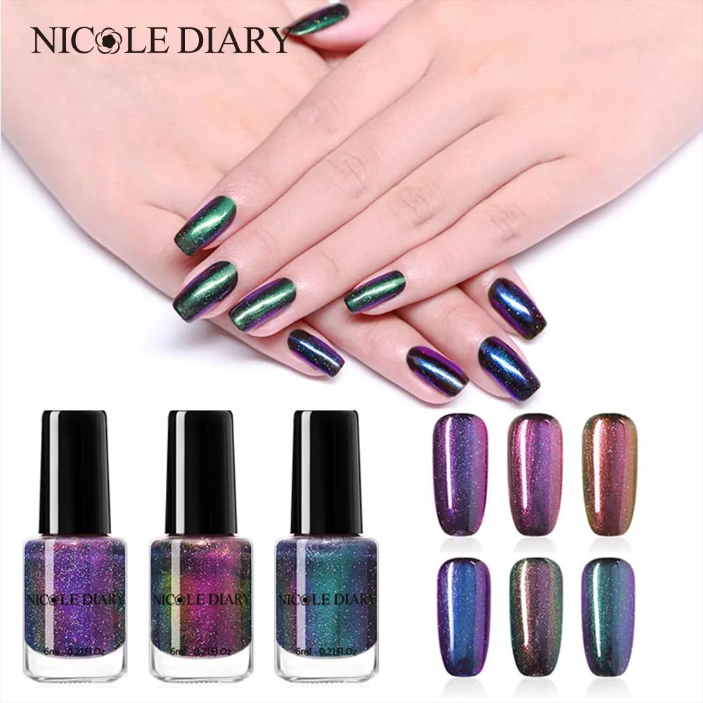 

NICOLE DIARY Chameleon Peel Off Nail Polish Water-based Sand Star Glitter Nail Art Varnish Black Based Needed Nail Polish
