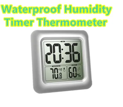 

by dhl/fedex 30pcs Waterproof LCD Digital Bathroom Wall Mirror Clocks Kitchen Temperature Humidity Sensor with Suction 40%off