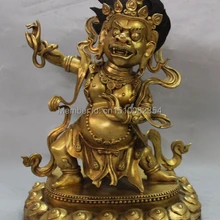 1" Китайский Буддизм Фиолетовый Бронзовый 24 К Золото Махакалы Разгневанного Божества Статуя Будды