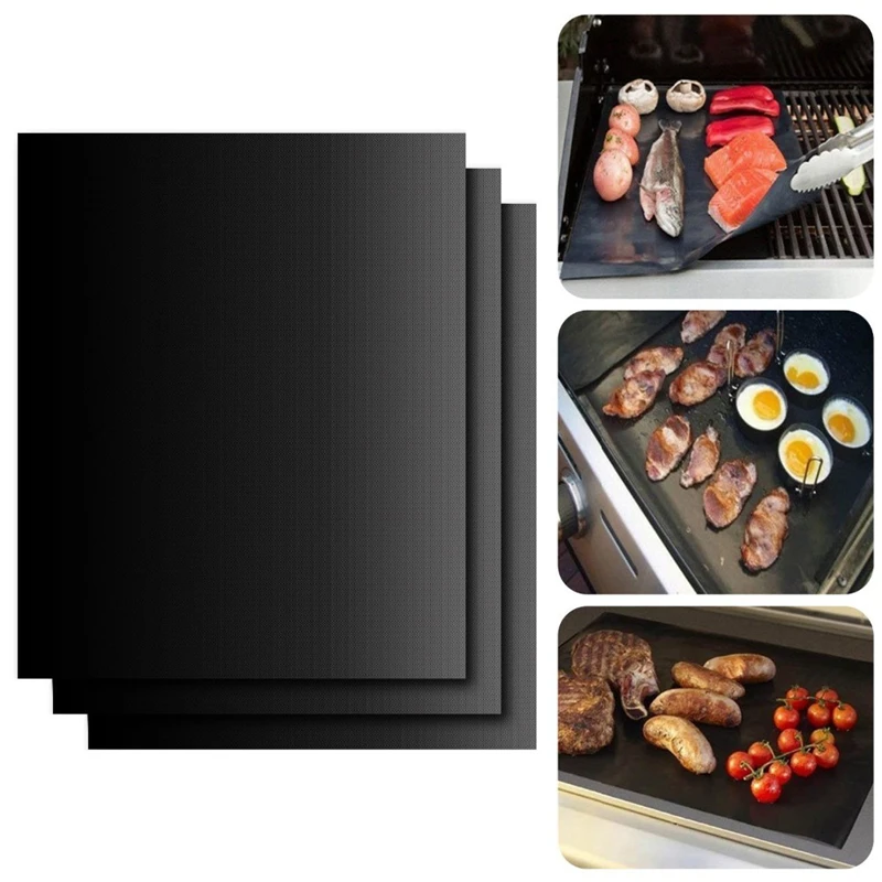 2Pcs Heat Resistant BBQ Grill Mat Copper Bakeware Mat Barbecue Roast