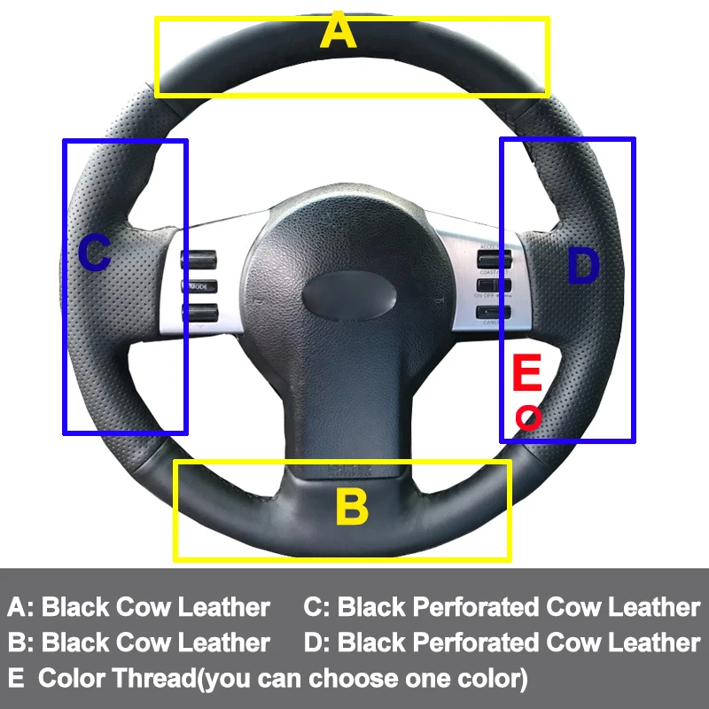 Ручная швейная крышка рулевого колеса автомобиля Volant Топ коровья кожа для Infiniti FX FX35 FX45 2003-2007 2008 для Nissan 350Z 2003-2009