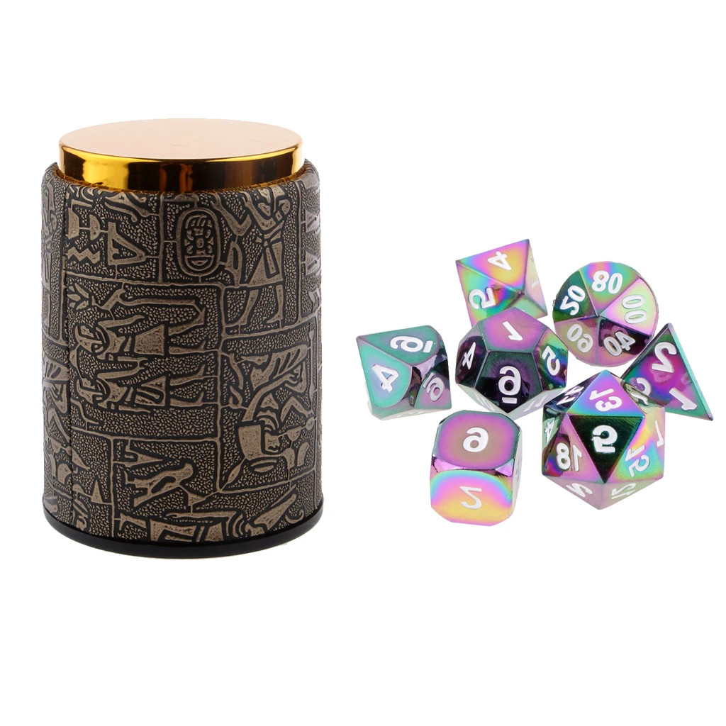 Perfeclan 7 pieces Metal Polyhedral Dice for Dungeons & Dragons Dice Table Games RPG MTG+Dice Cup #5 Party Game Toys