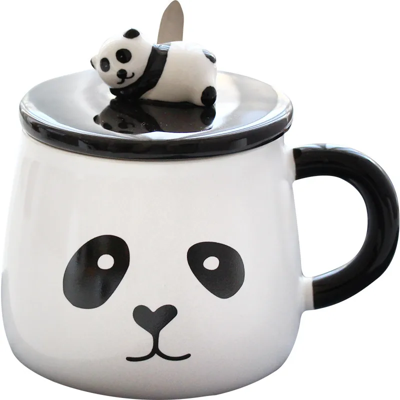 Кружки Kawaii с большой пандой керамическая чашка кружки для молока и кофе ложкой