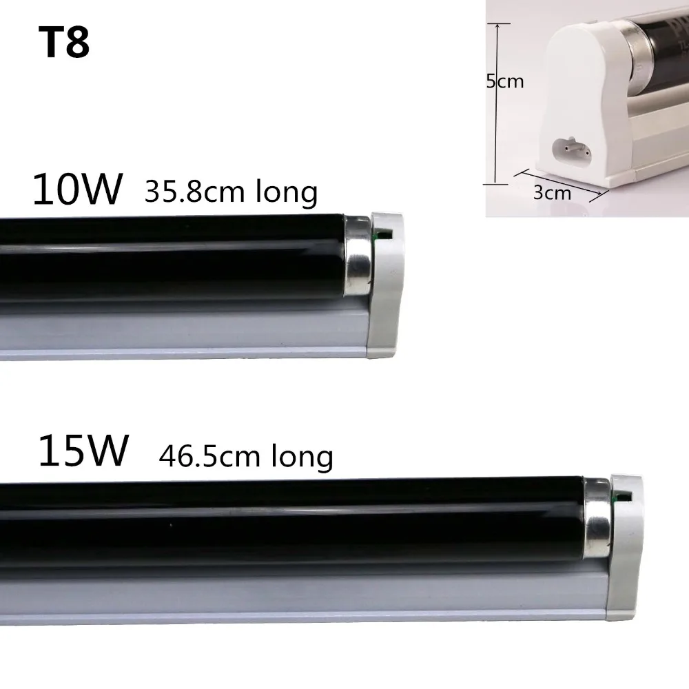 T8 компактная флуоресцентная CFL прямая черная светло-синяя лампа BLB для ночного клуба DJ фиолетовая проверка обнаружения денег 220 В 110 в 10 Вт 15 Вт