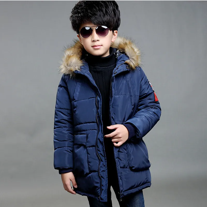 Boys Winter Jacket 2018 New Boys long section thick padded jacket Kids ...