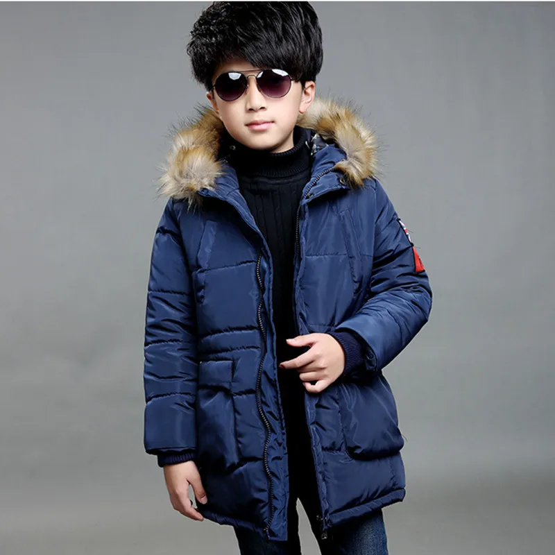 Boys Winter Jacket 2018 New Boys long section thick padded jacket Kids