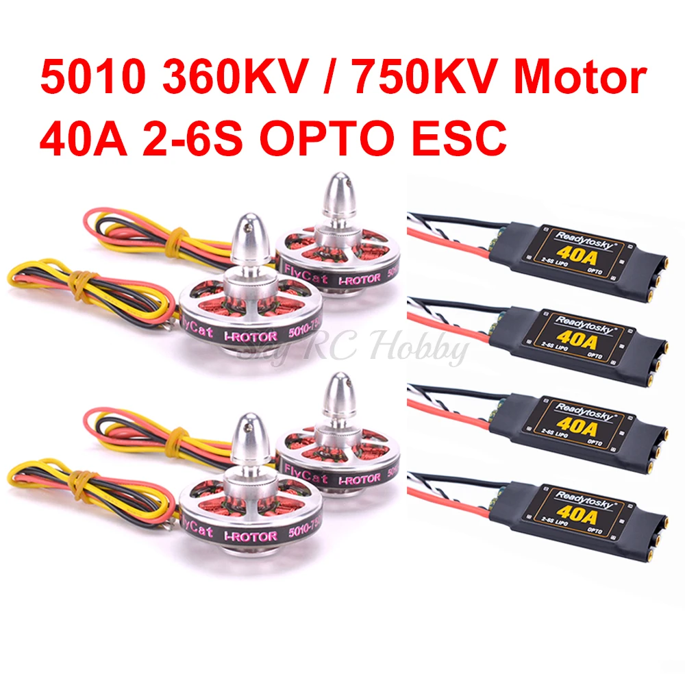

4PCS 5010 360KV / 750kv High Torque Brushless Motors + 4pcs Readytosky 40A OPTO 2-6S ESC for 550mm S550 ZD550 ZD680 Quadcopter