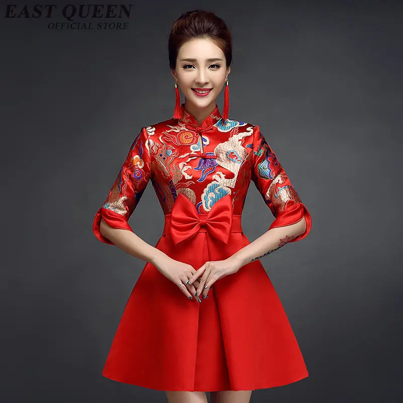Китайское традиционное платье красный современный китайское платье Ципао женщины cheongsam китайский стиль китайский Восточный платья KK287