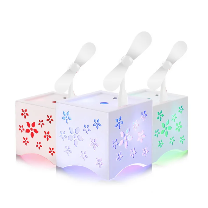 

DIDIHOU Atomizer Aromatherapy Humidifier White hollowing USB with fan for Home Desktop Office Car 7 Colors light 450ml
