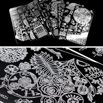 2017 YZWLE Nail Stamping Plates Lace Flower Animal Pattern Nail Art Stamp Stamping Template Image Plate Stencil Nails Tool